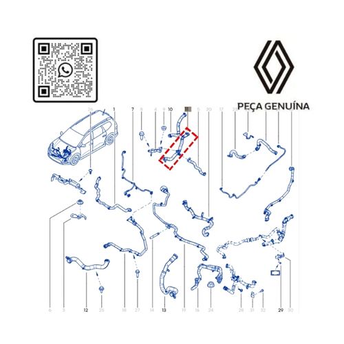RN 02842R 924102842R MANGUEIRA DO RADIADOR AR QUENTE KARDIAN 1.0 12V H5D -LONGA- - 4